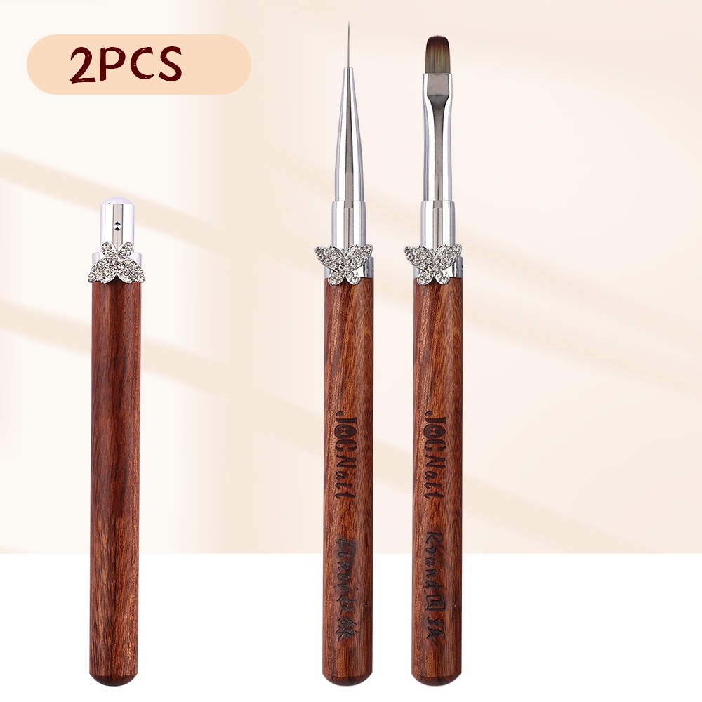 Nagelkonstborsteset avtagbar stång zirkonfjäril sandelullshandtag kantkrok uv-gelnagelborste nagelkonstverktyg: Mörkgrå