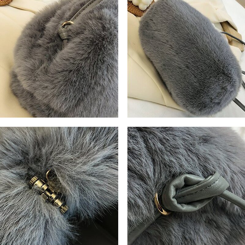 Damestas pluis kreuk wolkentas winter herfst pure kleur dames slingbag