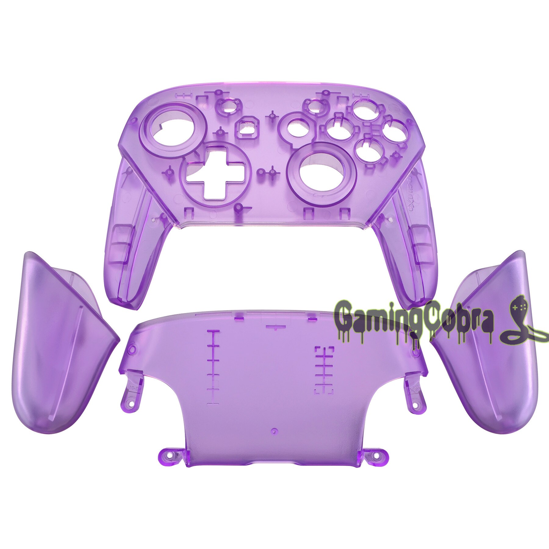 EXtremeRate Frontplatte Backplate Gehäuse Shell Cover mit Griffe Ersatz für Nintendo Schalter Pro Controller: Clear Atomic Puple