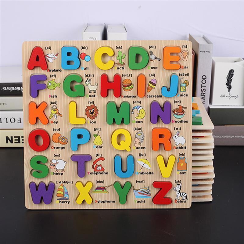 Montessori Materials Capital Lowercase Alphabet Puzzle Board Language Learning Board Montessori Educational Wooden Toys