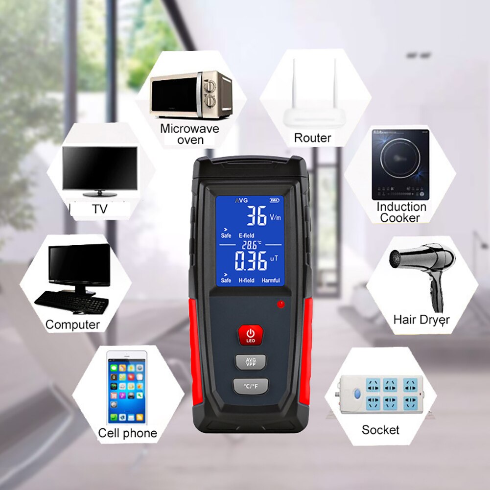 Measurement Tools Rechargeable Electromagnetic Field Radiation Handheld Detector Emf Meter Counter Emission Dosimeter Computer