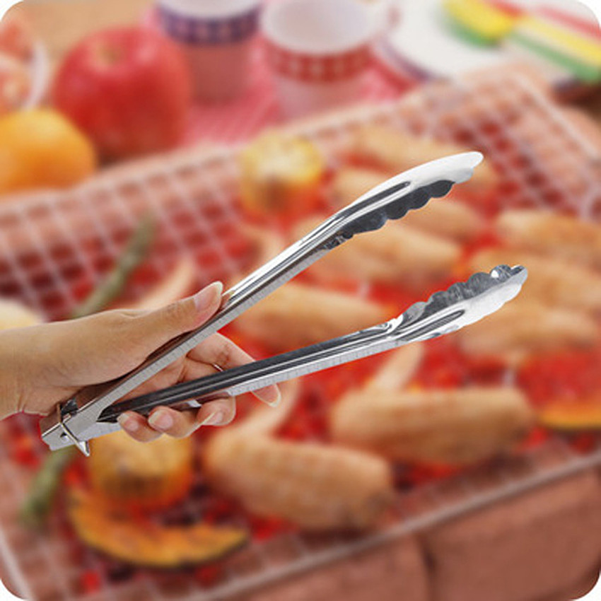 9 tommers multifunksjonell grill i rustfritt stål bbq klips kamskjell form lås bakedeig klips klemme bbq mattang