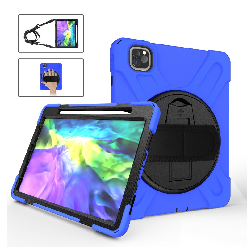 Stevige, robuuste en schokbestendige hoes voor ipad pro 12.9 inch en ipad air 13 met draaibare handgreep en standaard.: Donkerrood
