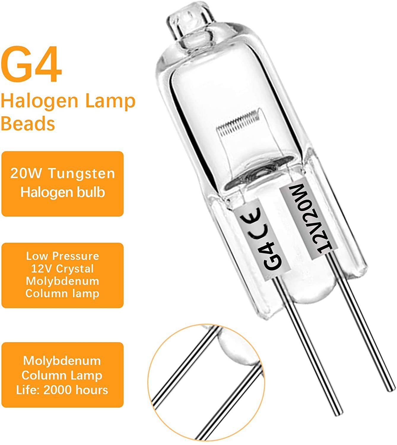 12/10Pcs G4 Halogeen Lampen 12V 20W 2700K Warm Wit Licht Duidelijk Capsule Voor signaal Lichten Halogeenlampen # P35