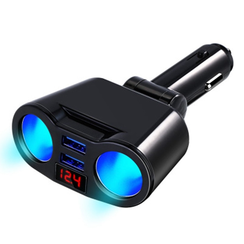 12V Auto Dual Usb Sigarettenaansteker Adapter Mobiele Telefoon Oplader Plug Splitter Led Digitale Display Auto Motor