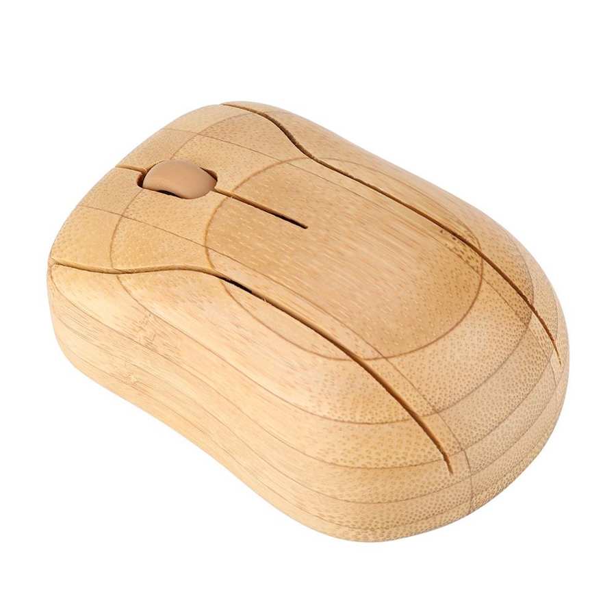 2.4G Wireless Optical Bamboo Mouse 1600dpi Computer Mouse with USB Receiver Wooden Mouse for PC Laptop Notebook Home Office Use