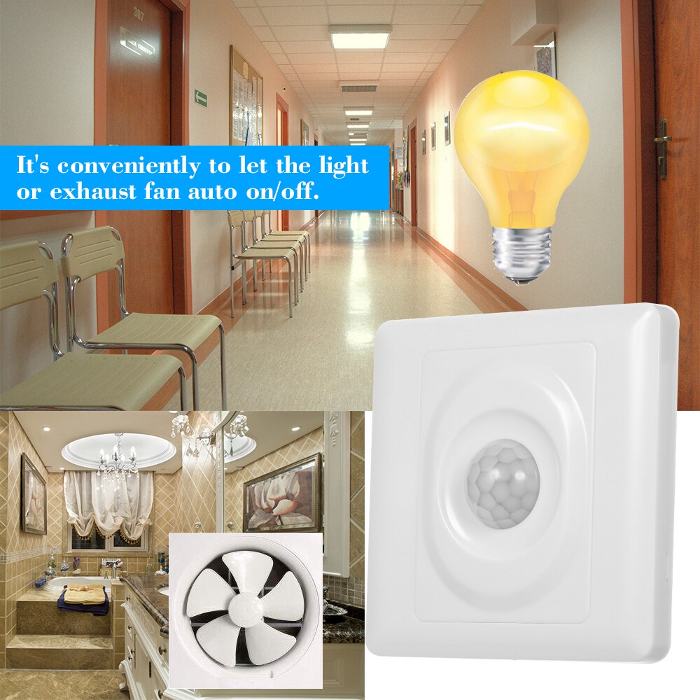 Wall Mounted Automatic IR Infrared Motion Sensor ON/OFF Switch Wired PIR Movement Detector Light Switch