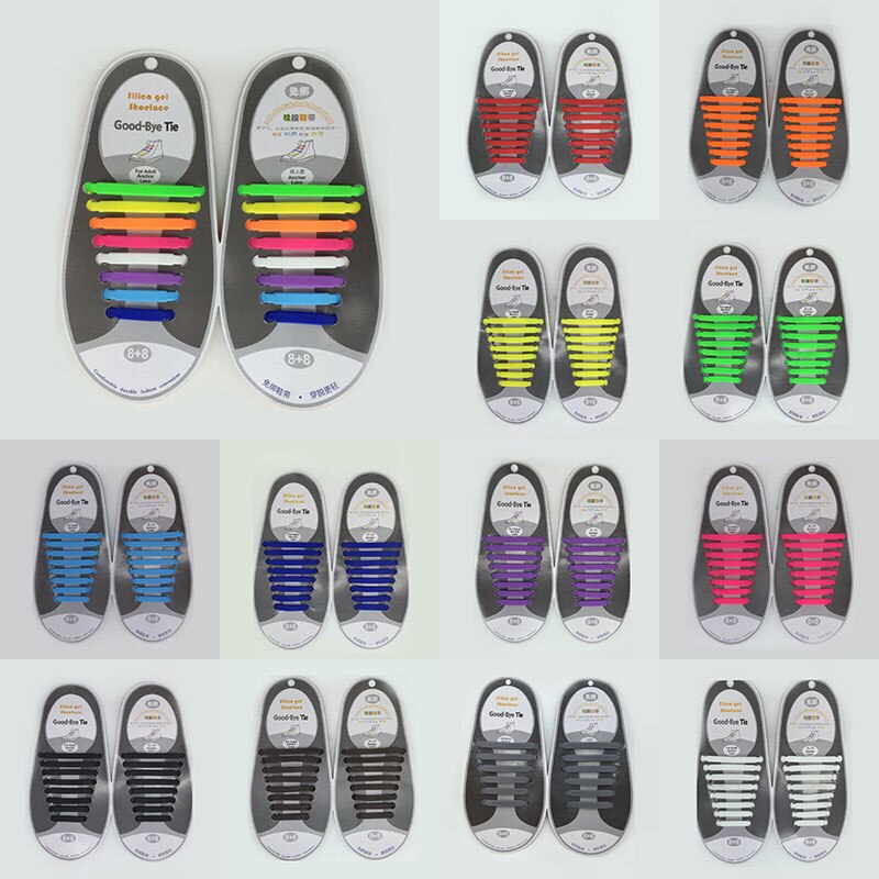 16pcs/lot No Tie Shoelace Silicone Shoelaces Elastic Shoe Laces Special for Men Women Lacing Rubber Zapatillas 13 Colors