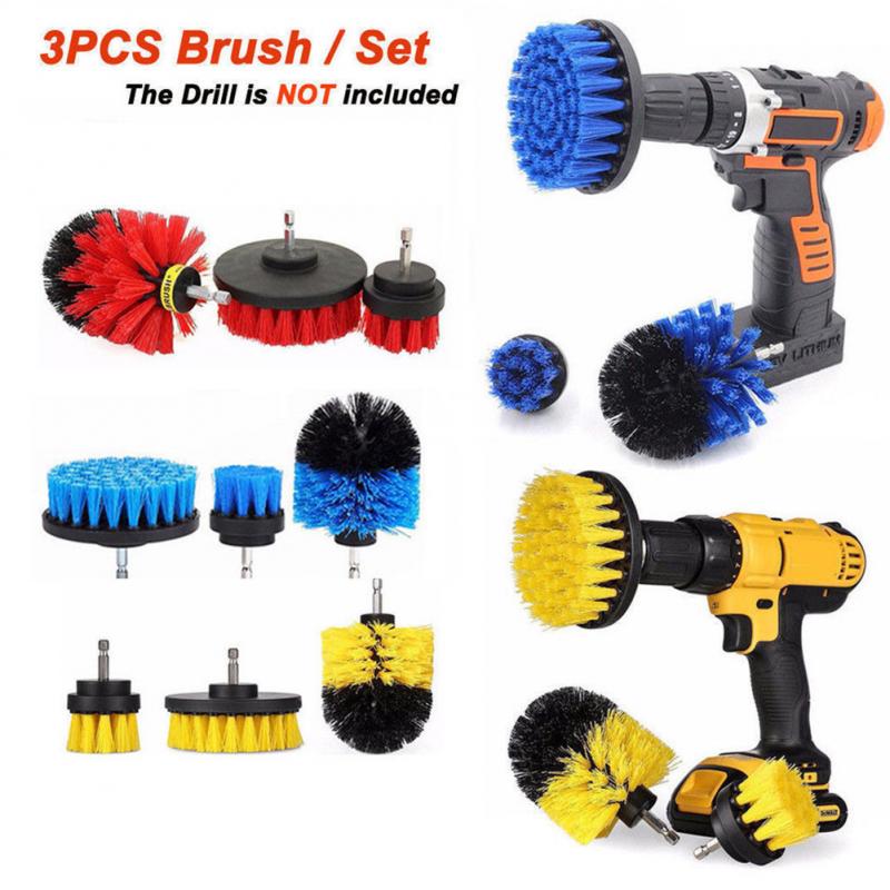 3Pcs/Set Power Scrubber Brush Set For Car Bathroom Drill Brushes Cordless Attachment Kit Power Toilet Brush Cleaning Brush