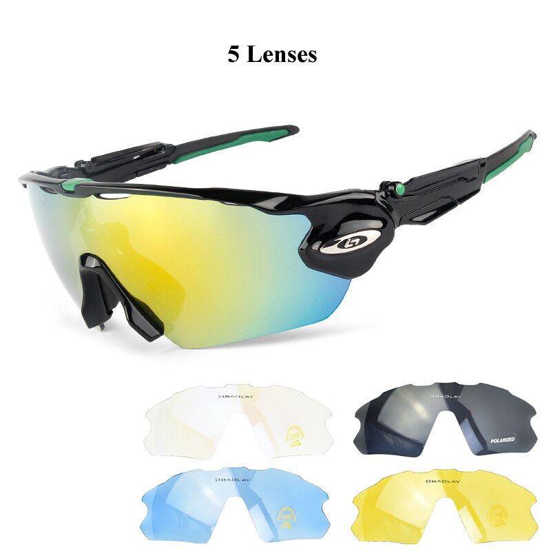 Hombre gafas de ciclismo polarizadas gafas de sol de ciclismo gafas de bicicleta MTB gafas deportivas de bicicleta con marco de miopía: BlackG 5 Lenses