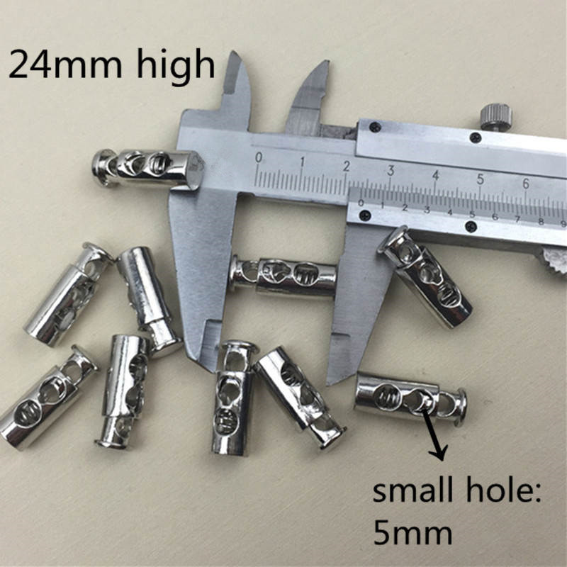 10 stks 24mm Metalen Legering Koordvergrendeling Hollow Lente Gespen Dubbele-gat Kleding Schoenen Hoed Hoodies Kledingstuk Accessoires: silvery