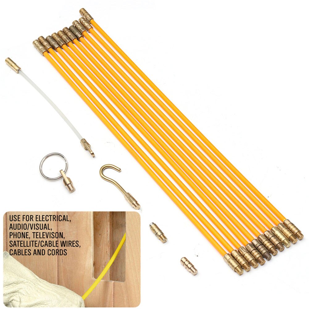 4mm 33cm Cable Puller Snake Push Accessories Cabling Rods Duct Tool Home Improvement Fiberglass Fish Tape Set Wall Conduit