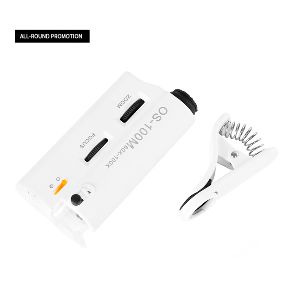 60-100X Magnification Mobile Microscope Clip Adjustable Magnifying Glass Jewelry Identification Tool for Mobile Phone