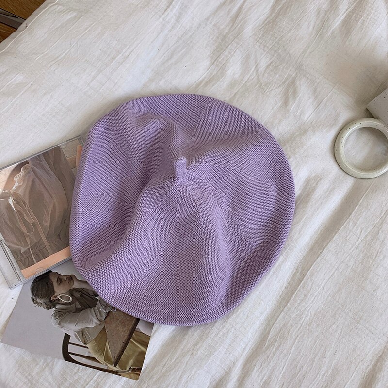 Chapeau de peintre sauvage rétro, Version coréenne de la grande circonférence de la tête tricotée japonaise, béret Monochrome Gorros, printemps et automne