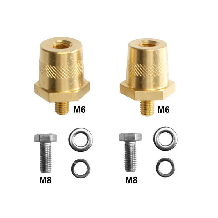 All4Caravan M6 M8 M10 Auto Car H59 Brass Lithium Battery Post Pole Terminal Connectors Adapters with Stainless Steel Screws: Brown