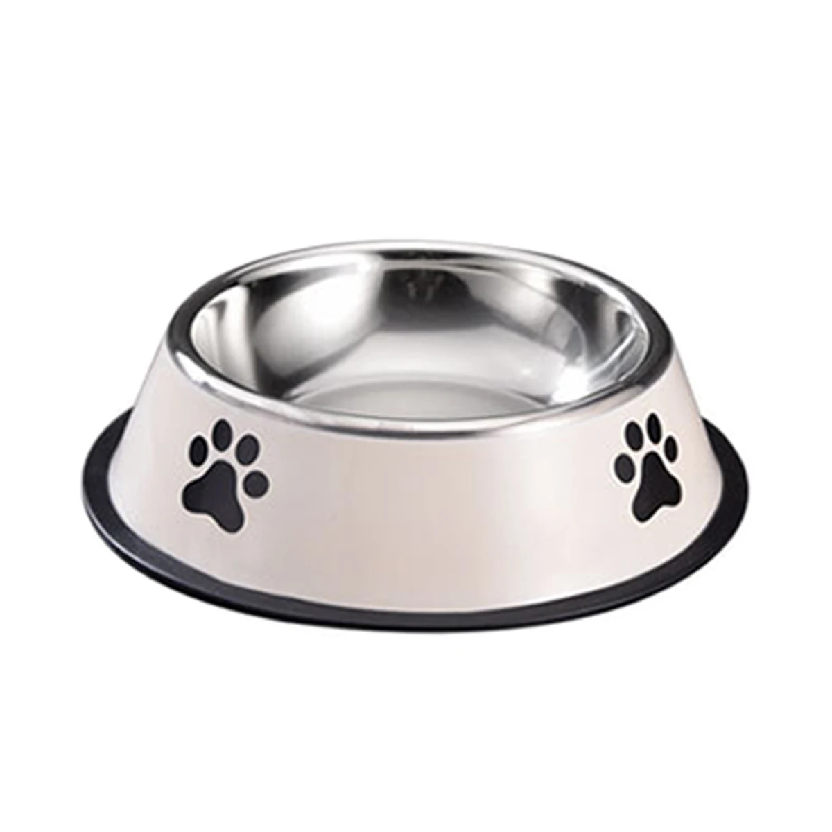 1PC roestvrijstalen voerbak Kattenbak Hondenvoerbak Multi-specificatie Anti-val voerbak Voerbak Voeden Dierbenodigdheden: M / WIT