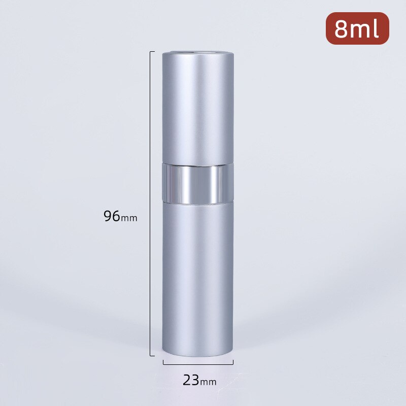 Botella de Perfume de aluminio anodizado de 8ml, dispensador portátil de maquillaje para viaje, Sub-embotellado, botella vacía, contenedores de cosméticos: silver-mat