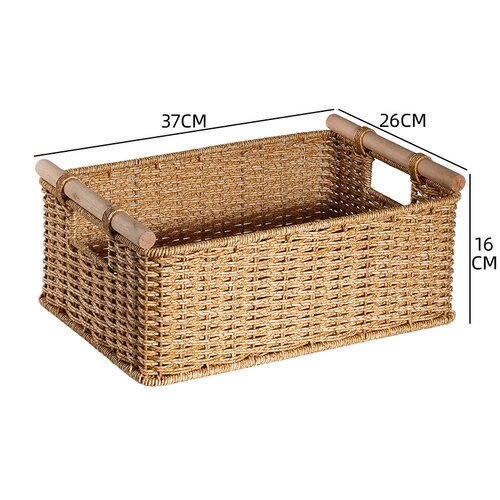 Storage basket folding storage basket Hand-woven straw rattan magazine storage basket weaving basket bamboo basket toy storage: 22