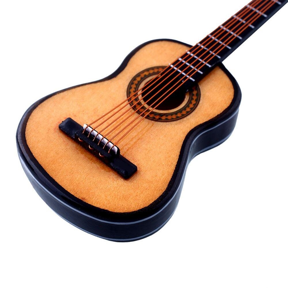 Houten 1:12 Miniatuur Gitaar Mini Akoestische Muzikale Bas Instrument Ornamenten Poppenhuis Case Elektrische Model Speelgoed Accessoires