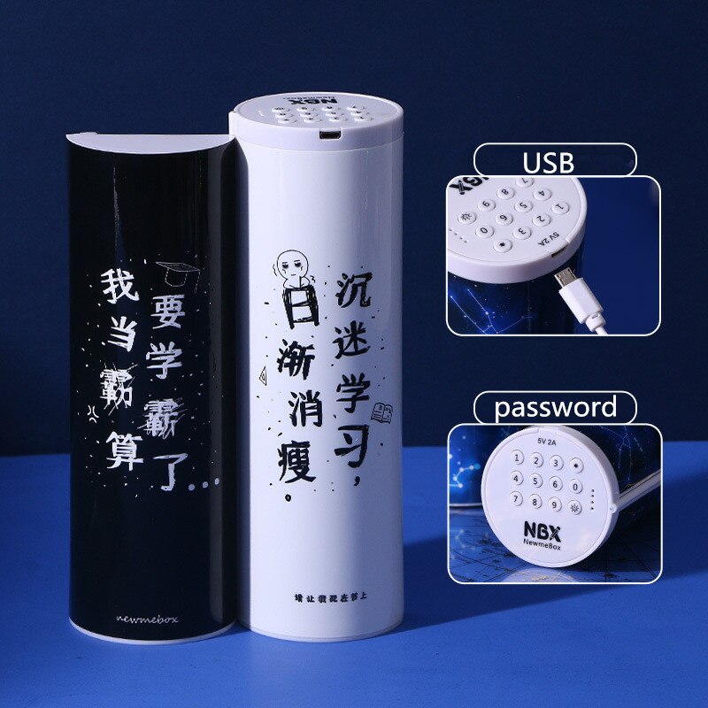NewmeBox Quicksand translucent pencil case multifunction pencil box Combination lock cute pencil case with calculator pencilcase: 6