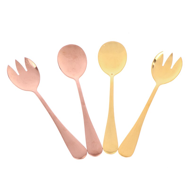 2Pcs Salade Spoonfork Rvs Bestek Set Opscheplepel Setcolorful Lepels