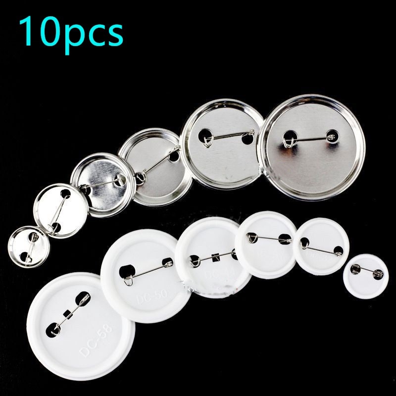 10Pcs 32,37 Mmplastic Metal Blank Badge Pin Button Parts Benodigdheden Voor Kleding Badge Button Maker Metalen Diy Ambachten Materialen