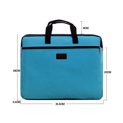 Portable document bag canvas A4 office bag men women handbag multi-layer information bag briefcase meeting bags file holder: blue