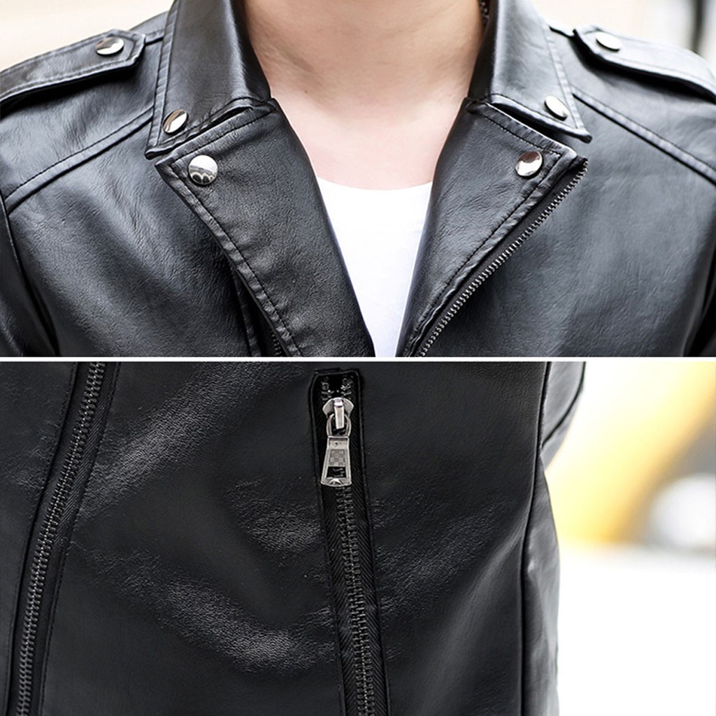 Men's leather jacket Autumn Winter кожаная куртка мужская jaqueta de couro masculino Biker Motorcycle Zipper Long Sleeve Coat #3