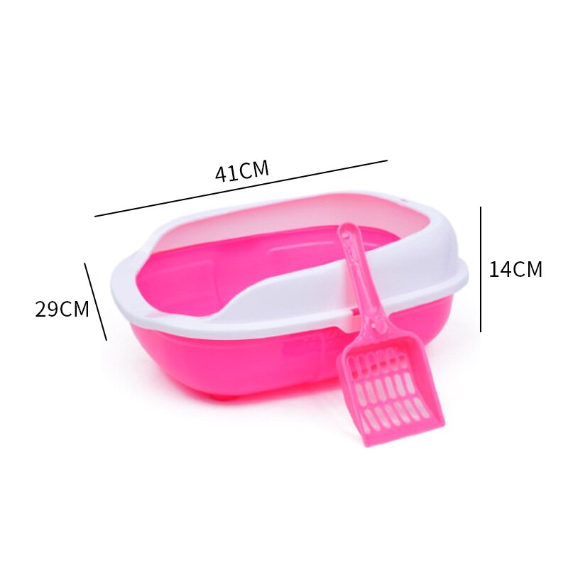 Open top Cat Litter Box Rimmed High Sides Plastic Pet Litter Box with Scoop#