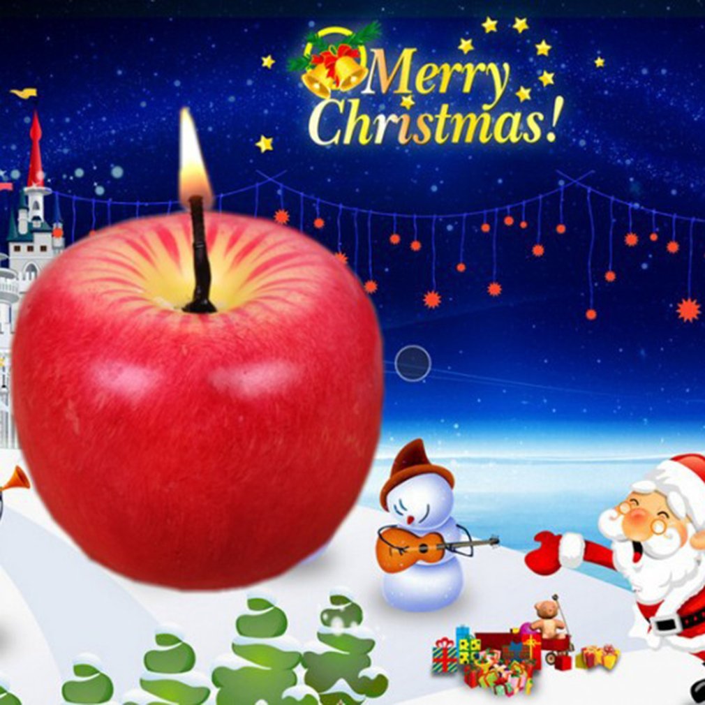 Lovely Cute Red Apple Shape Fruit Scented Candle Home Decoration Christmas Candle Birthday Candle Lamp