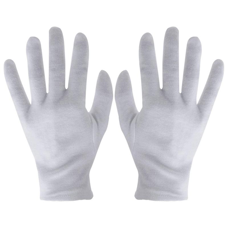1 Paar Witte Katoenen Werkhandschoenen Voor Droge Handen Handling Film Spa Handschoenen Ceremoniële Inspectie Handschoenen Auto Reparatie Handschoenen