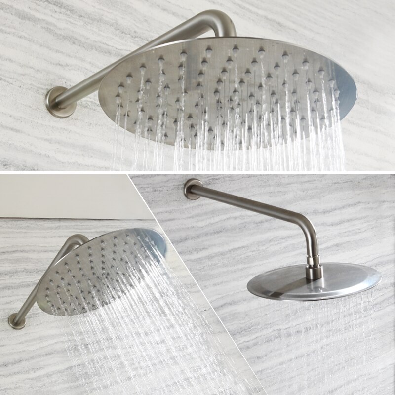 Wall Ceiling Mounted Shower Arm Stainless Steel Brushed Bathroom Shower Accessories Shower Head Fixed Pipe Round and Square G1/2