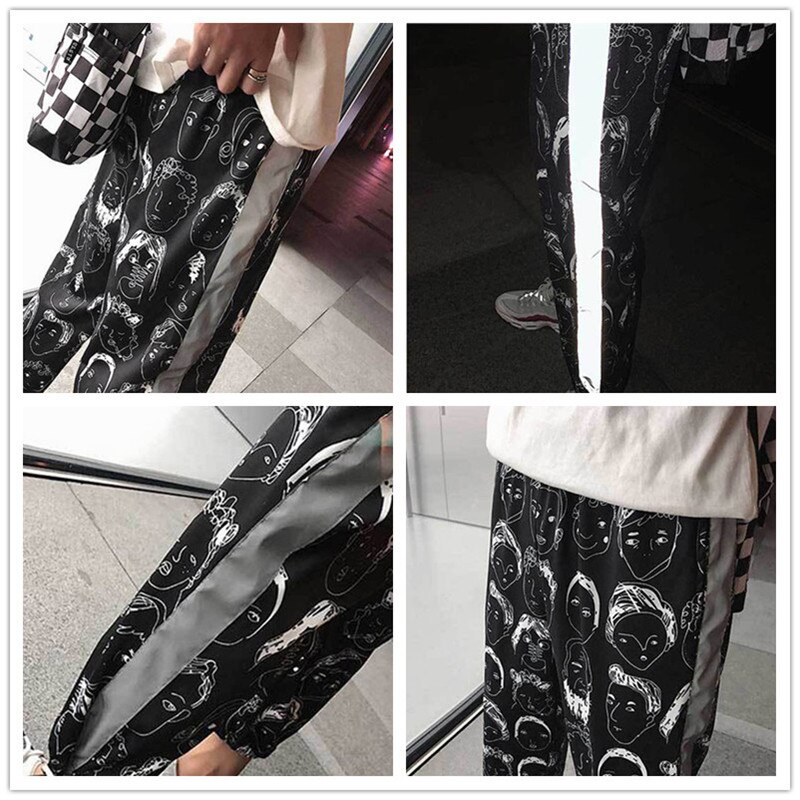 Jddton menns refleksbukser joggebukse uformelle joggebukser streetwear løs ankellengde bukse hip hop menn uformelle bukser  je324
