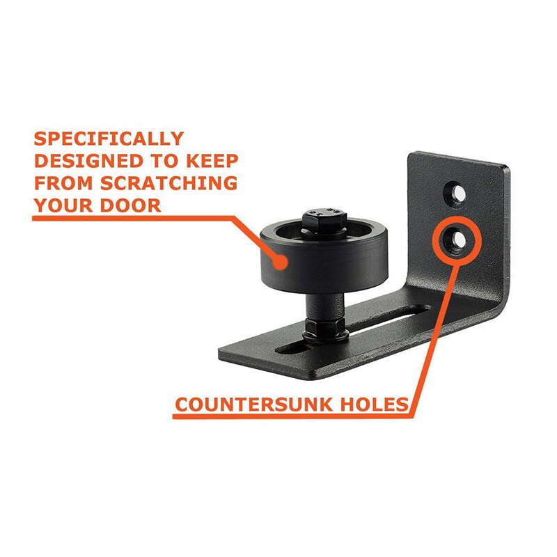 Adjustable Wall Mount Guide with 8 Different Setups for Barn Door Hardware - Black Powder Coated - Flush Bottom - Perfect Fit Fo