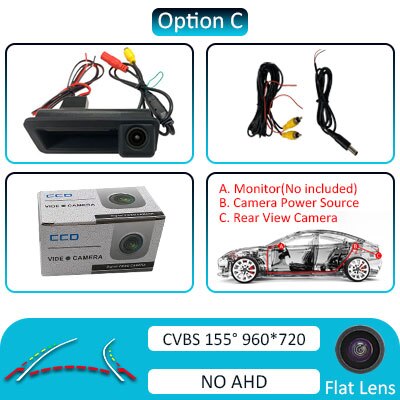 Wondefoo – caméra de recul 1080P AHD Version nuit, pour Ford Focus 2/3 Contour Fusion KUGA MK1 Fiesta ST Mondeo BA7 hatchback MK4: Dynamic-155 de