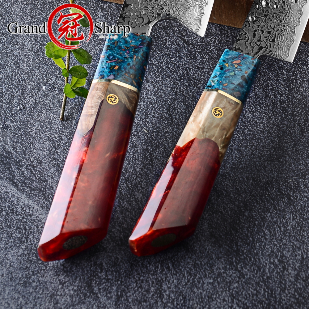 2 Pcs Damascus Chef Knife Set Japanese Kitchen Knives Gyuto Petty Cooking Tool 67 Layers Damascus Steel Premium Cookware Cutlery