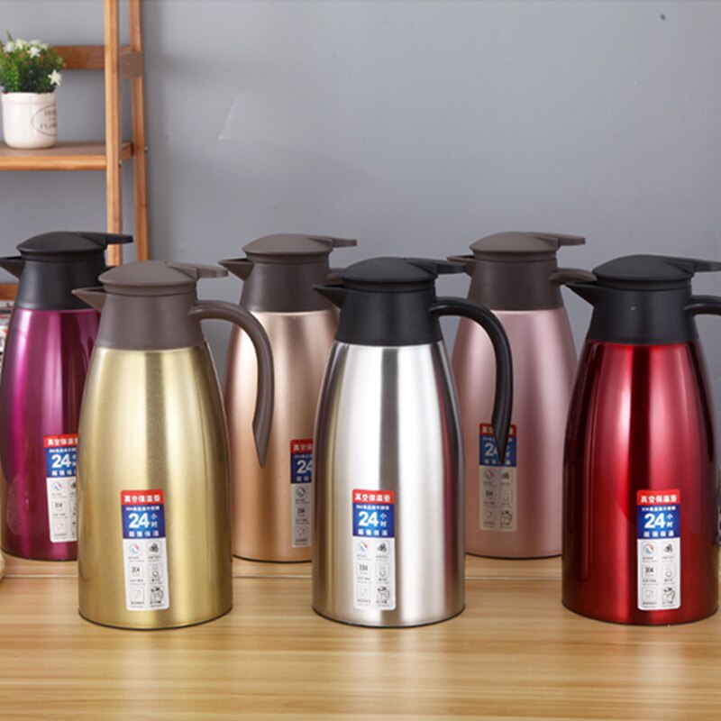 Thermoskan 1,7 liter, thermoskan 304 roestvrij staal, geïsoleerd, dubbelwandige vacuüm, theepot 24 uur warmte-isolatie, thermoskan voor koffie, thee, water, drank, warmhoudkan