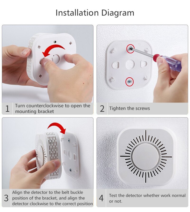 Fire Alarm Smoke Detector Smart Home System High Sensitivity Safety Prevention Sensor Fire Protection APP Remote Notication