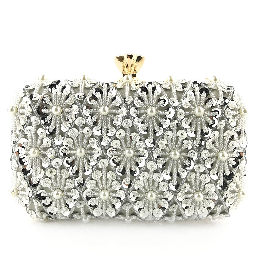 Handgemachte Pailletten Perlen Abend Tasche Silber Goldene Handgemachte Hochzeit Party Brautjungfer Telefon machen-hoch Schild Cluches Tasche: Silber