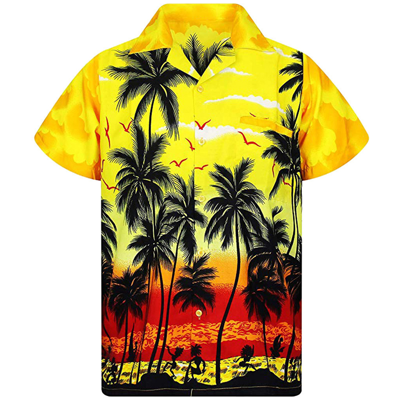 Palmetryk herre hawaiianske skjorter korte ærmer afslappet sommer mænd tropiske aloha skjorter fest strandtøj tøj chemise 3x