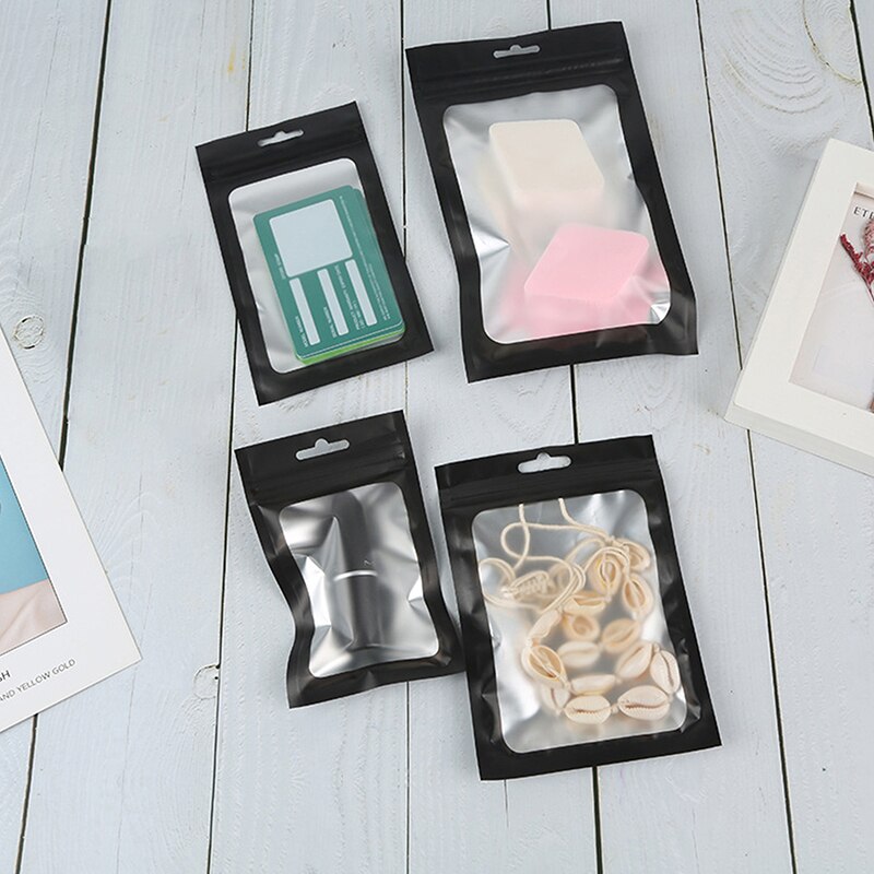 100 Stks/pak Matte Zip Lock Plastic Zak Aluminium Folie Hersluitbare Kleine Rits Water Hologram 13*25Cm Pouch Proof zakjes Voedsel