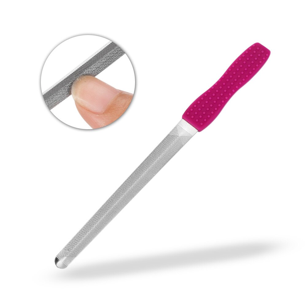 1pc Lime A Ongle Nail Filer lixa De Unha Double-sided Concave Convex Nail File Pilnik With Silicone Non-slip Handle Manicure