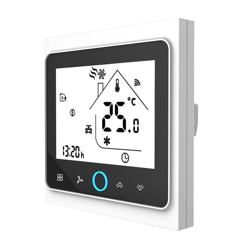WiFi Smart Thermostat Voice Intelligent Room Thermostat LCD Digital Programmable Temperature Controller for Air Conditioner: White - Black / BAC-002EL