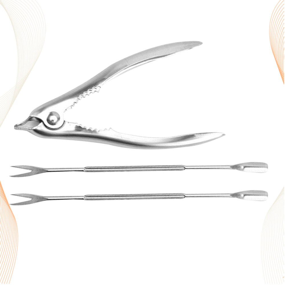 3pcs Clam Clamps Crab Opener Seafood Tools Set Nut Stainless Steel Seafood Forks Picks Clam Pliers for Home Restaurant
