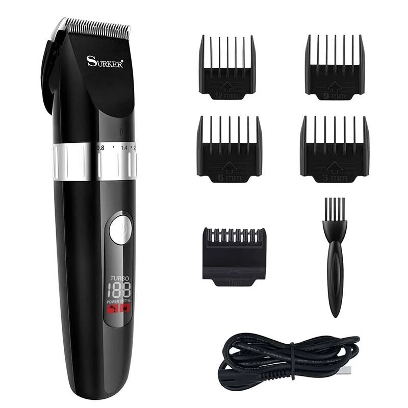 Elektrische Tondeuse Voor Mannen Professionele Haar Waterdichte Trimmer Scheermes Haar Snijmachine Kapper Clippers Lcd Diplay Kapsel: 01