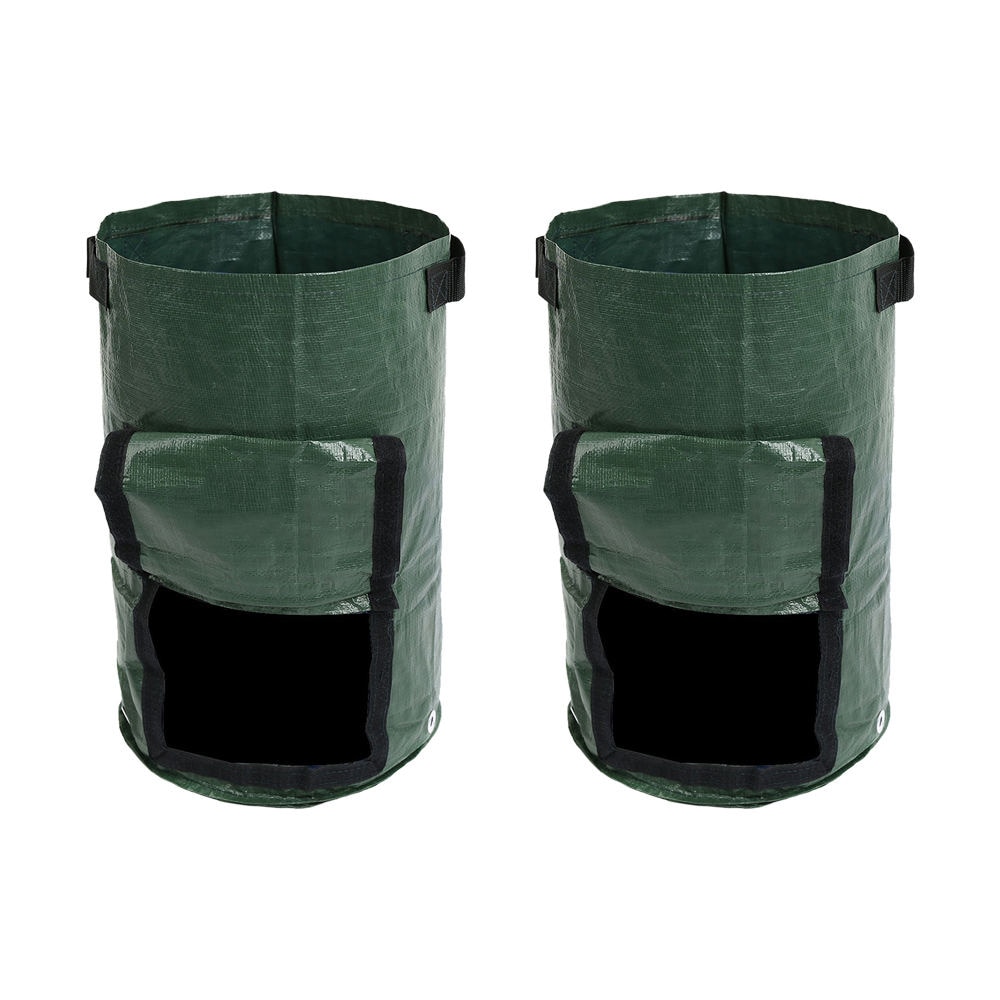 2 Pcs Organic Waste Kitchen Garden Yard Compost Bag Environmental PE Cloth Planter Vegetable Plant Grow Bag