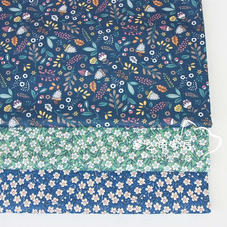 Syunss-tela de retales para colcha de bebé, tela de algodón de sarga con estampado de flores ldylico, para cojines, vestidos, telas para coser