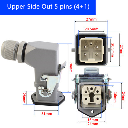 Heavy Duty Connector Aviation Plug Socket Rectangular Industrial HA- Series 4 5 6 8 Pin Water Proof IP65 Male Female 10A 16A: Brown