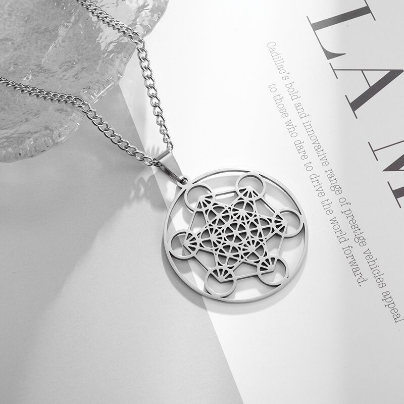 Collar con colgante de pentagrama de brujería misteriosa de acero inoxidable, amuleto de pentagrama con sello de salmón, joyería