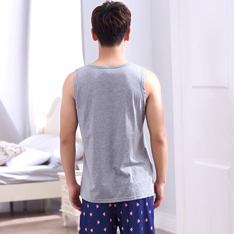 Pyjamas Men Pyjama Homme Casual 100% Cotton Sleepwear Mens Lounge Wear Loungewear Summer Sleep Sets XXXXL